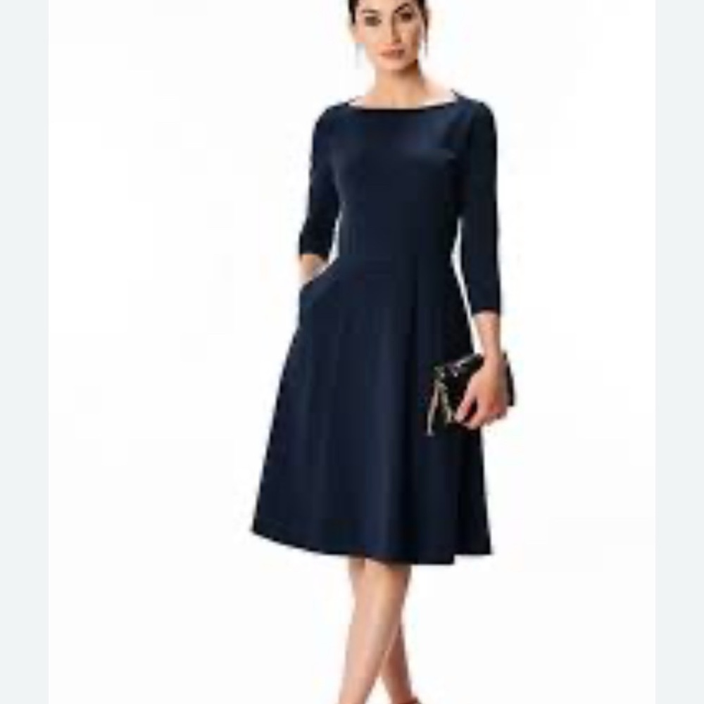 Banana Republic Blue A-line Dress with 3/4 Sleeves
